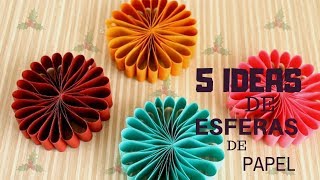 5 IDEAS DE ESFERAS NAVIDEÑAS DE PAPEL  DIY [upl. by Luciano]