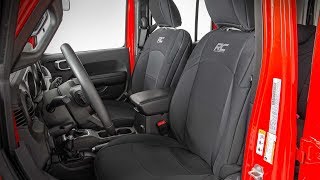 Installing Jeep Wrangler JL Unlimited Neoprene Seat Covers by Rough Country [upl. by Doll647]