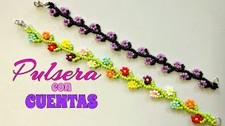 PULSERA con CUENTASMOSTACILLAS en forma de FLOR EFECTO RAMAS [upl. by Aletha]